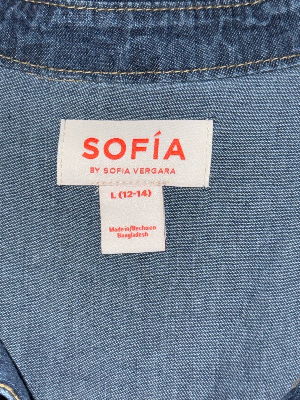 Sofia by Sofia Vergara Women's L Denim Boyfriend Shirt Oversized Long Sleeve Blu - Picture 4 of 14